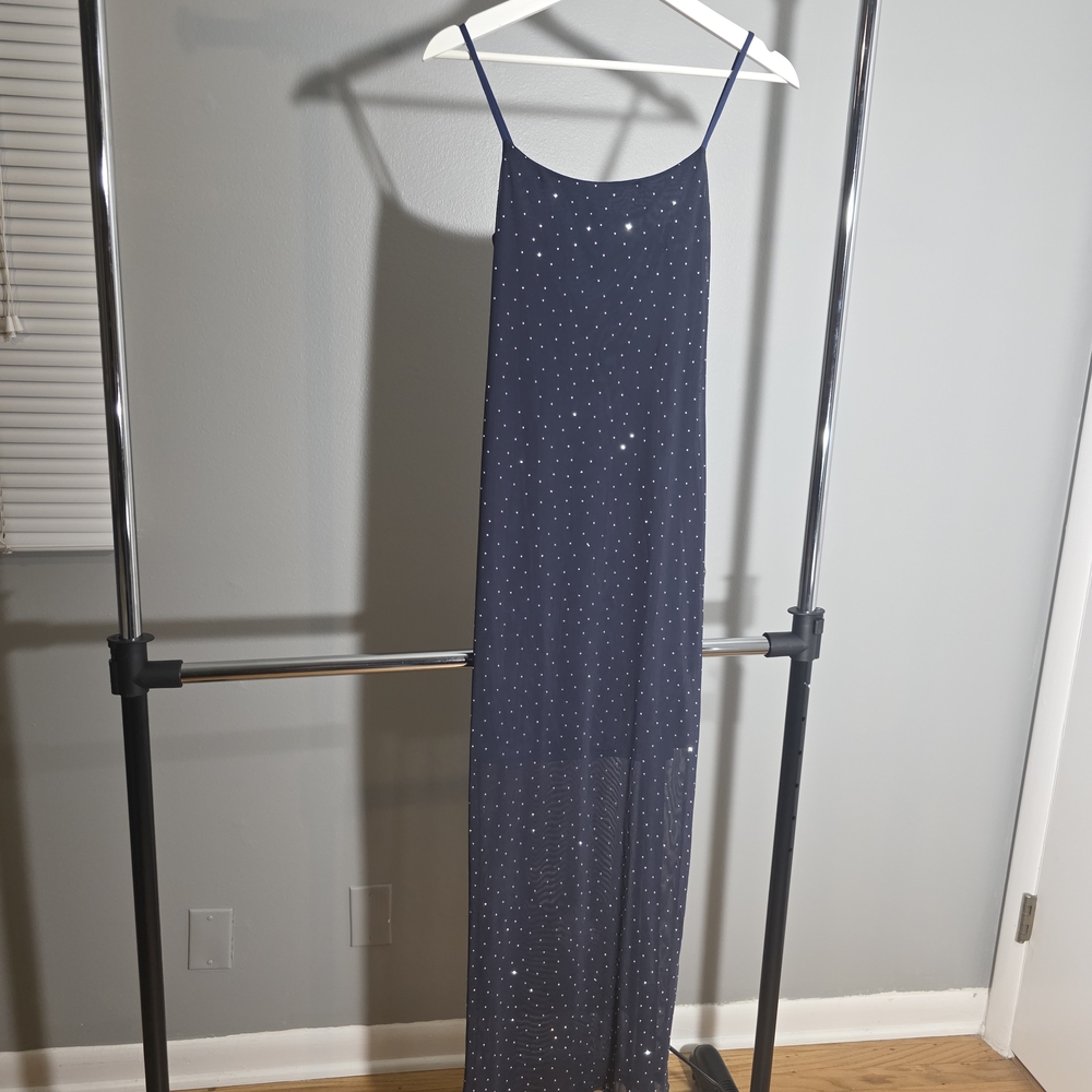 Navy Blue Spaghetti Strap Dress